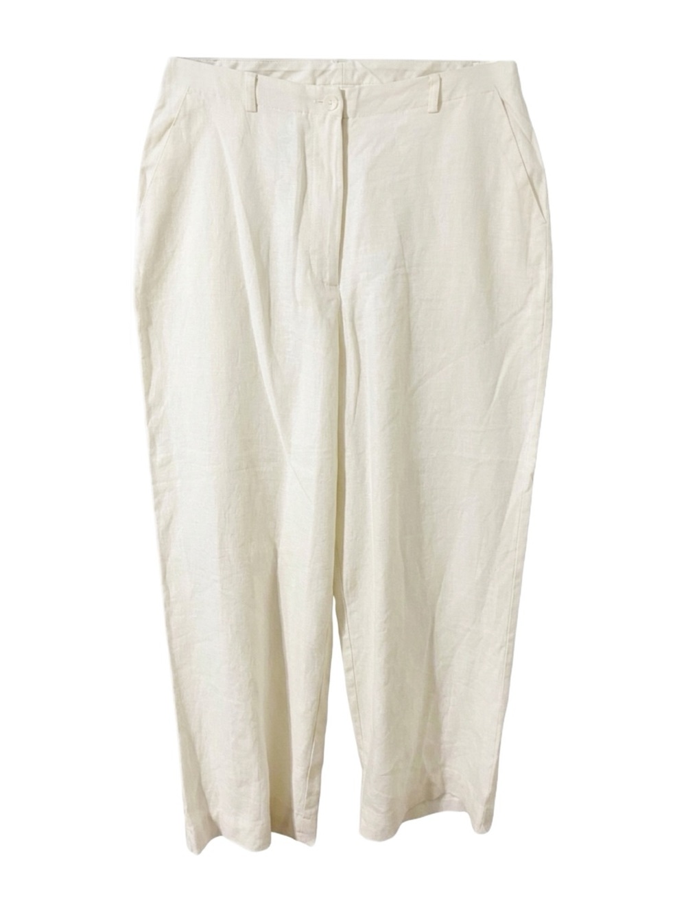 Pure and Simple A Way of Life Fully Lined 100% Linen Cropped Trousers Cream